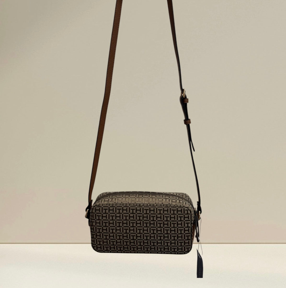Tommy Hilfiger Brown Patterned Crossbody Camera Bag