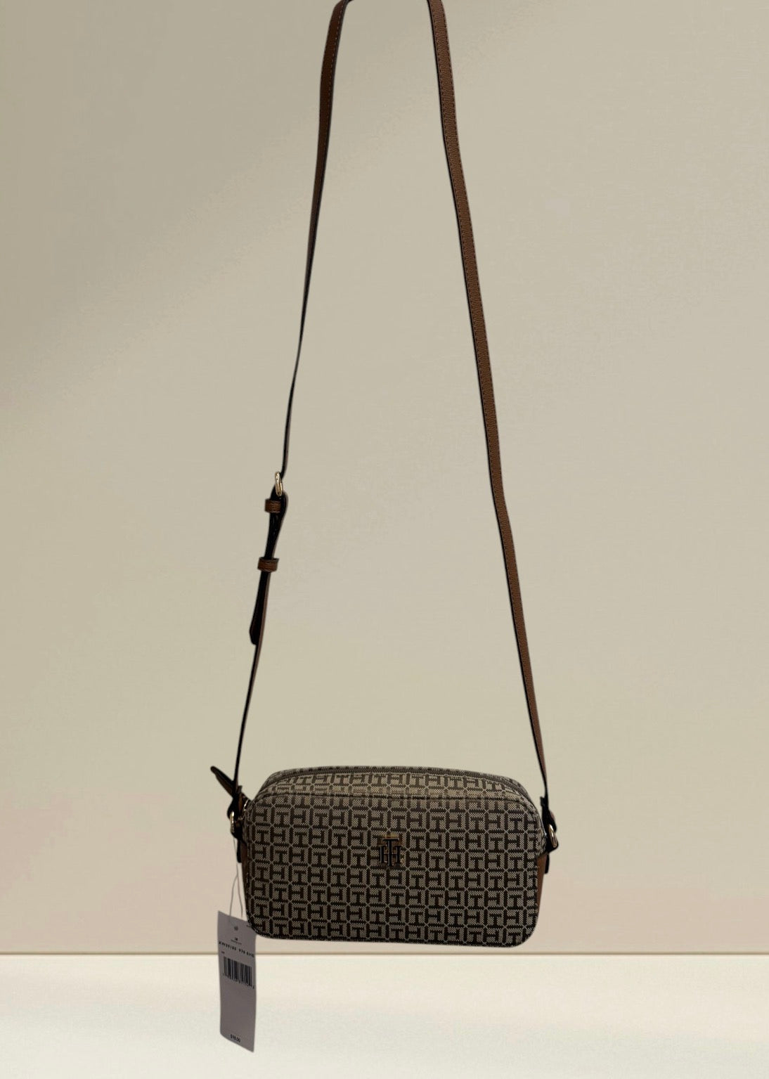 Tommy Hilfiger Brown Patterned Crossbody Camera Bag